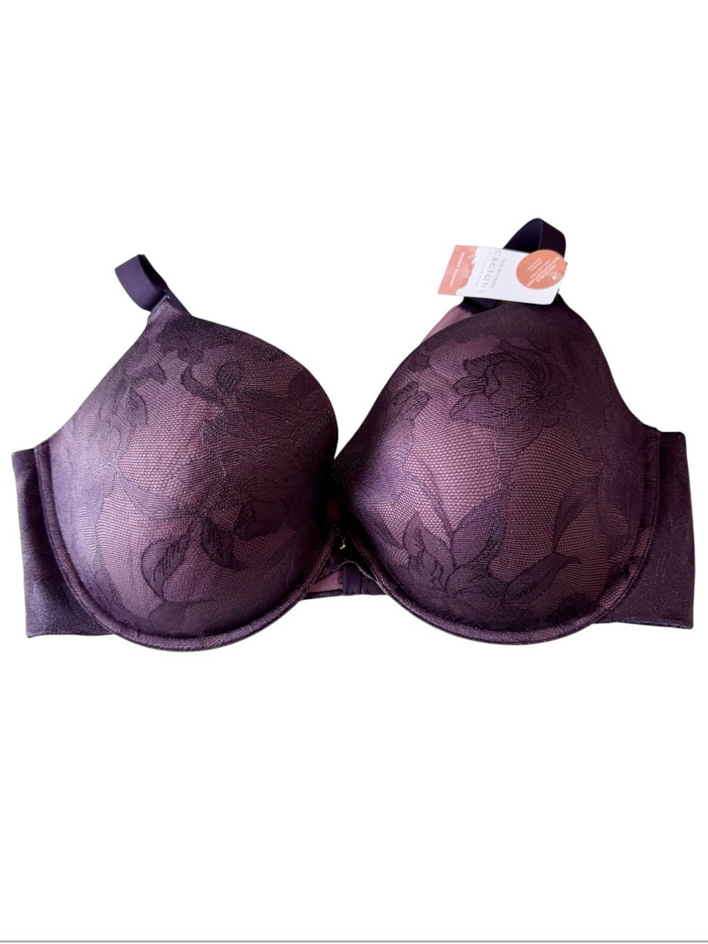 Cacique Boost Plunge Invisible Backsmoother Bra Sz 44DDD Purple Lace NWT